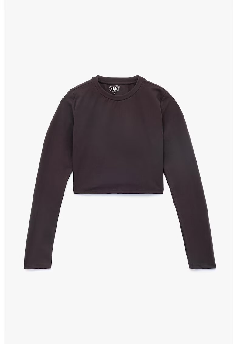 KOTON Bluza crop cu decolteu la baza gatului - Violet pruna