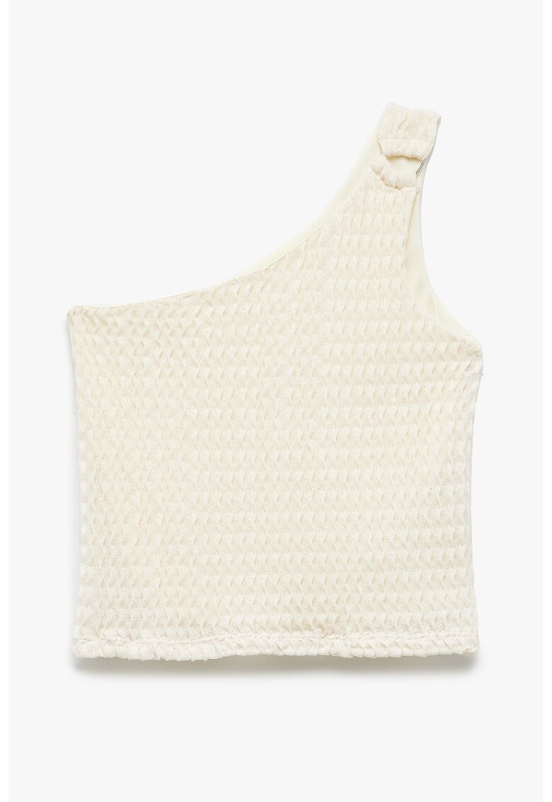 KOTON Bluza crop cu decolteu pe un umar - Alb fildes