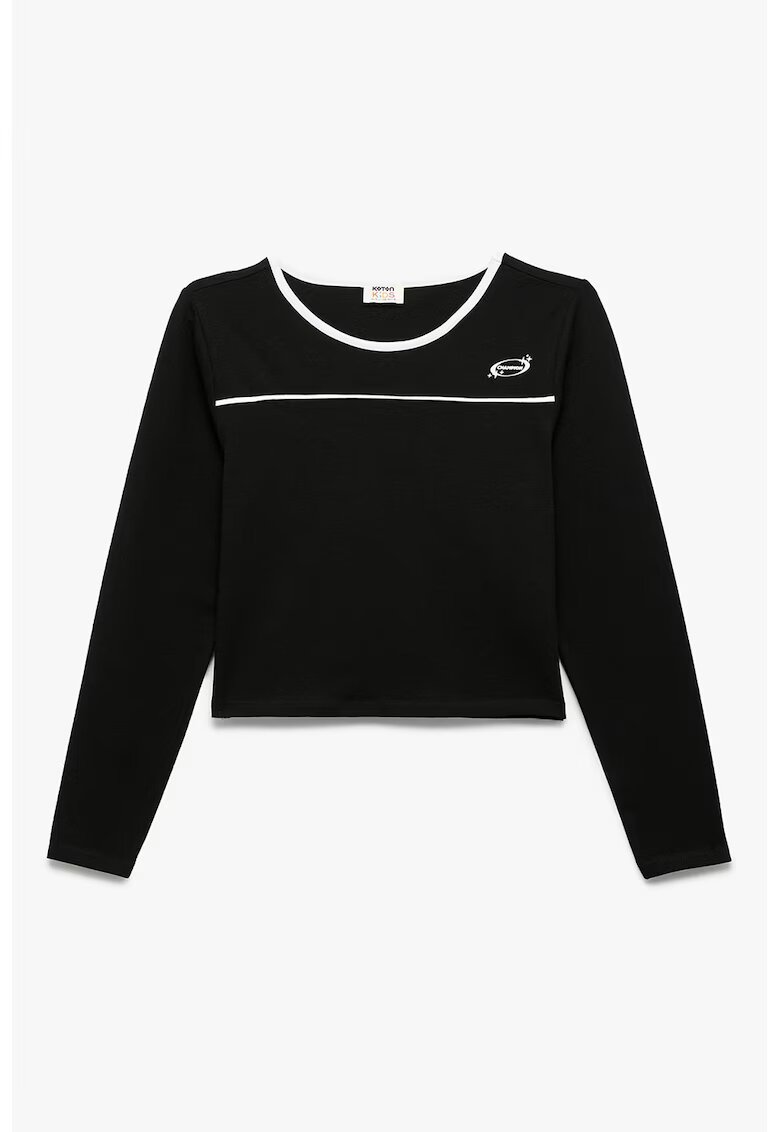 KOTON Bluza crop cu imprimeu - Negru