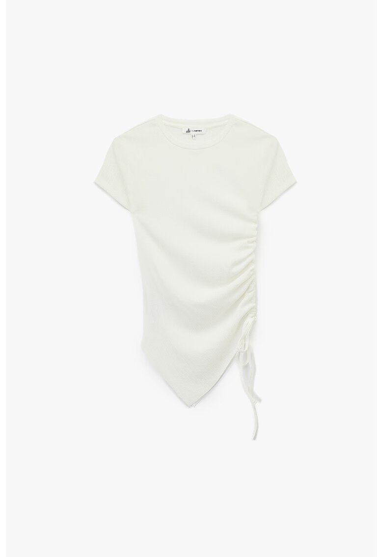 KOTON Bluza crop cu snururi laterale - Alb murdar