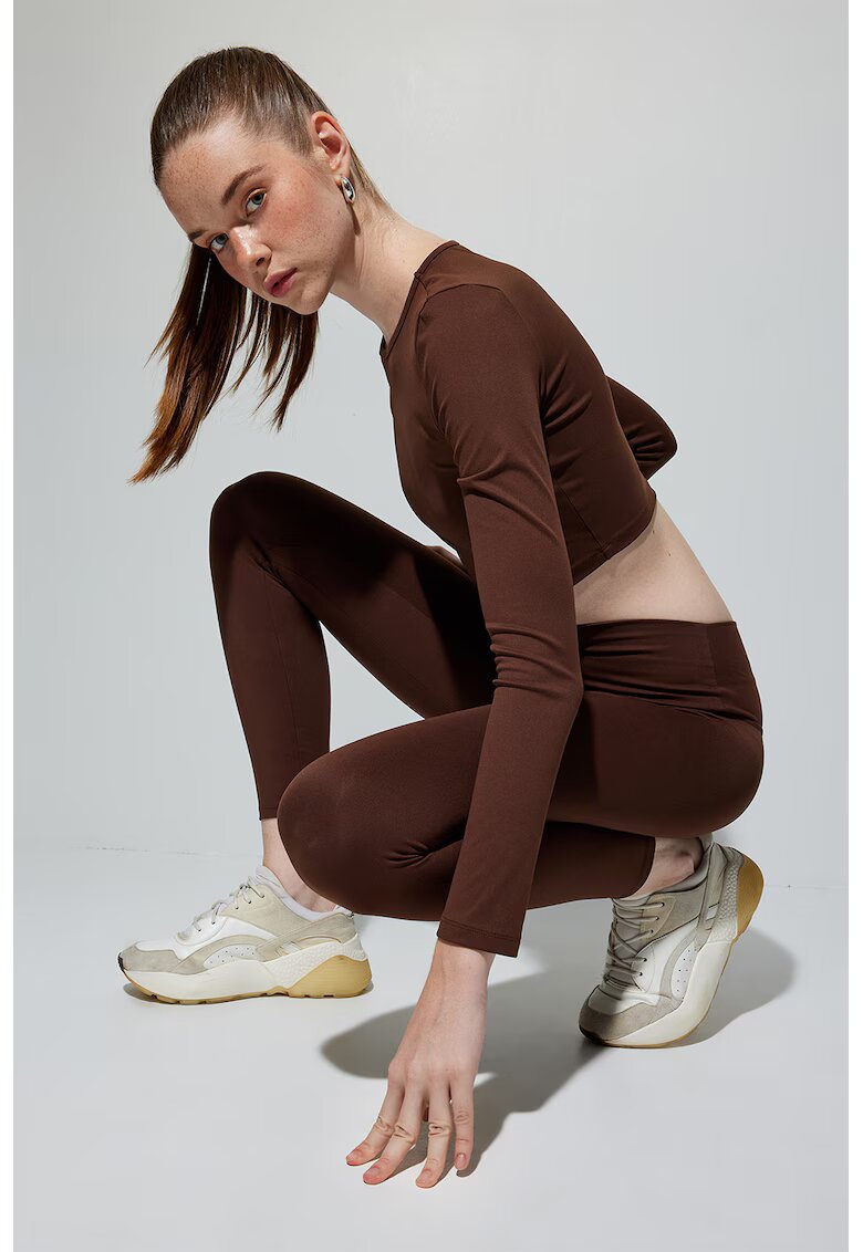 KOTON Bluza crop slim fit - Maro inchis
