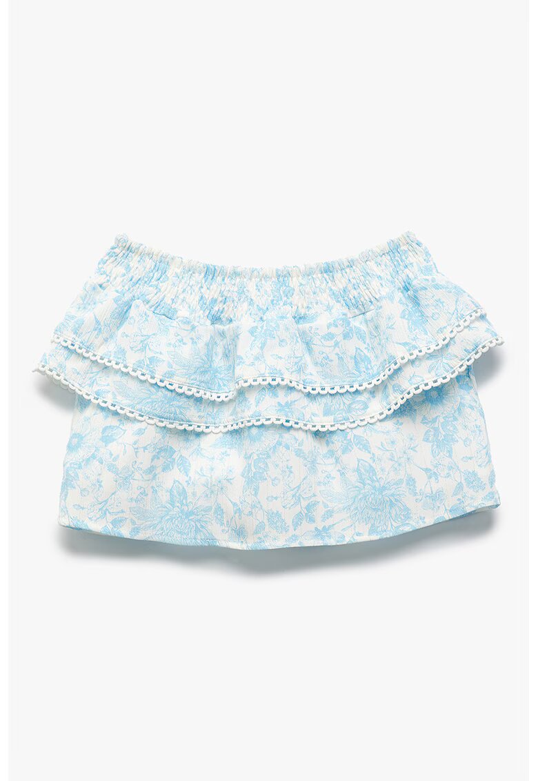 KOTON Bluza cu decolteu pe umeri si imprimeu floral - Alb/Albastru deschis