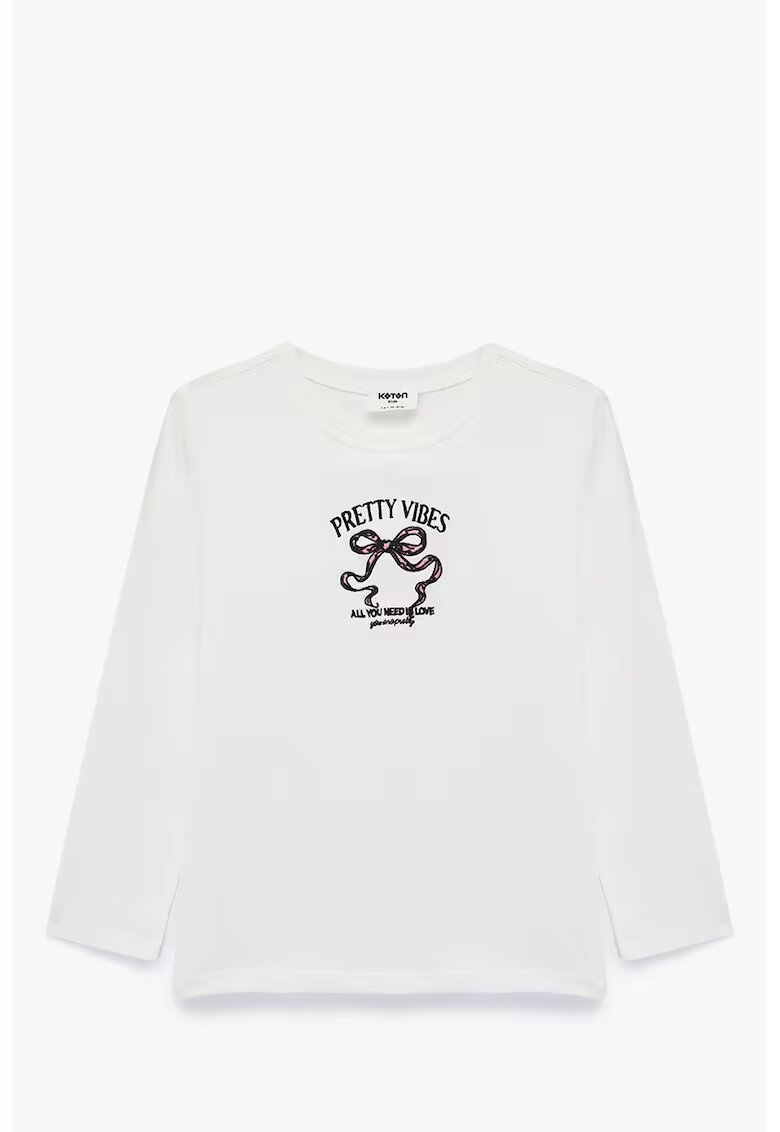 KOTON Bluza cu imprimeu grafic - Negru/Alb murdar/Roz