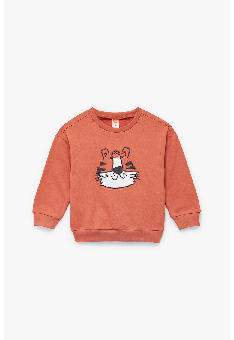 KOTON Bluza de trening cu decolteu la baza gatului si broderie - Coral