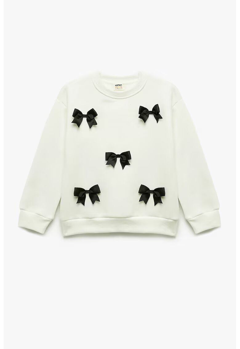 KOTON Bluza de trening cu funde - Alb/Negru
