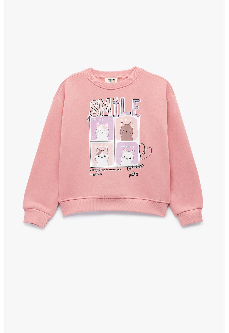 KOTON Bluza de trening cu imprimeu grafic - Roz pastel