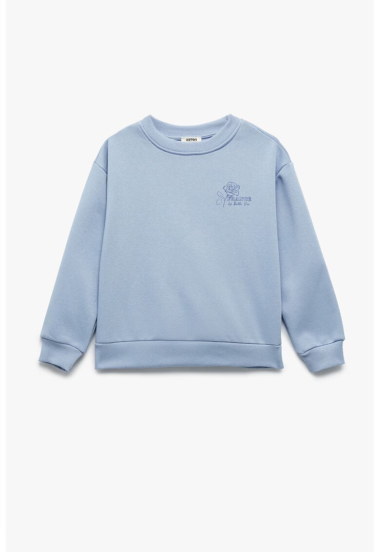 KOTON Bluza de trening cu imprimeu pe piept - Albastru pastel