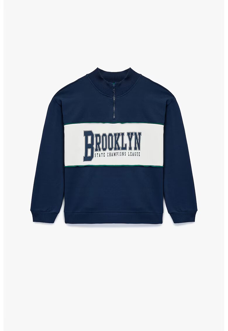 KOTON Bluza de trening cu text - Albastru indigo