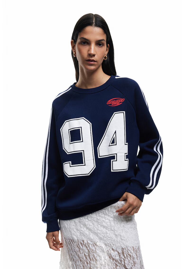 KOTON Bluza de trening lejera cu maneci raglan - Rosu/Alb/Bleumarin