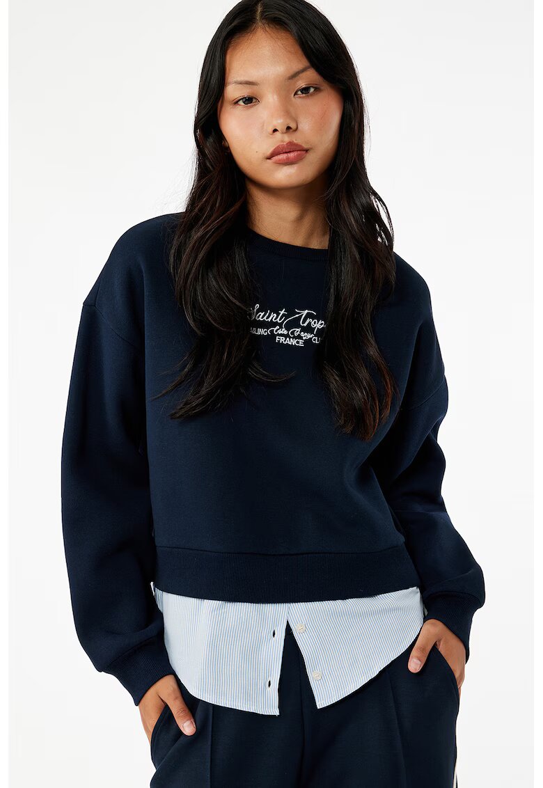 KOTON Bluza de trening supradimensionata cu aspect 2-in-1 - Alb/Albastru ultramarin