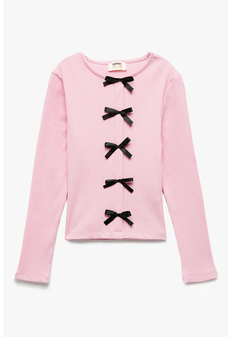 KOTON Bluza din amestec de bumbac cu funde - Roz pal