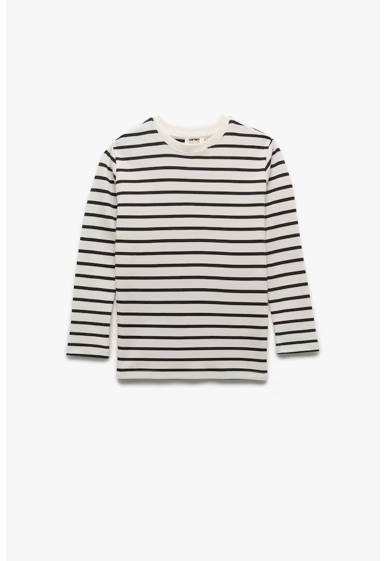 KOTON Bluza din bumbac cu model in dungi - Alb/Negru