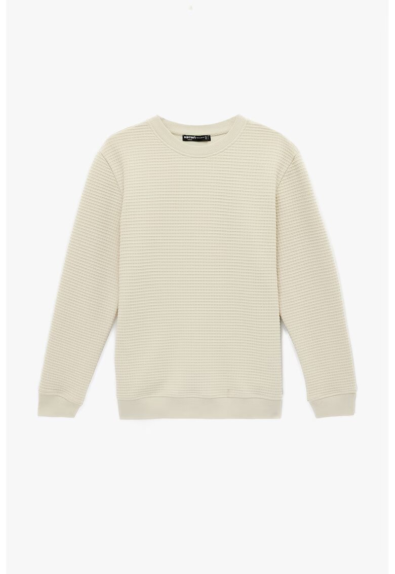 KOTON Bluza regular fit de trening cu striatii - Crem