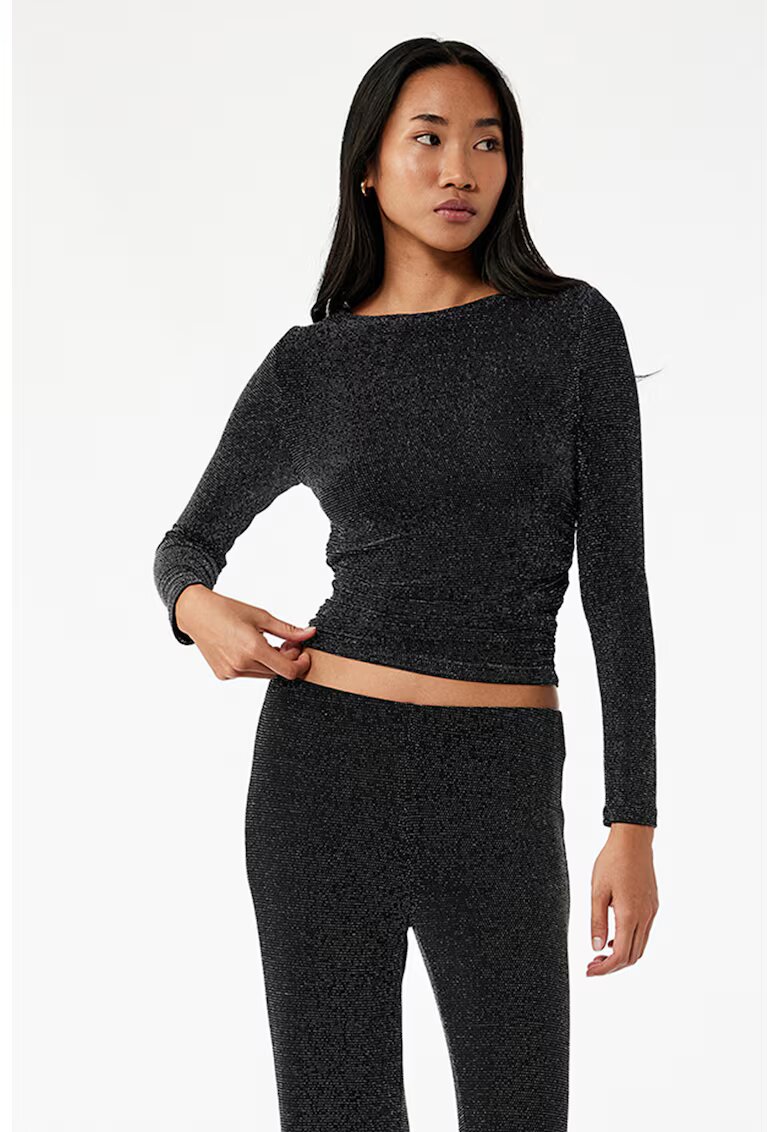 KOTON Bluza slim-fit cu aspect stralucitor - Negru
