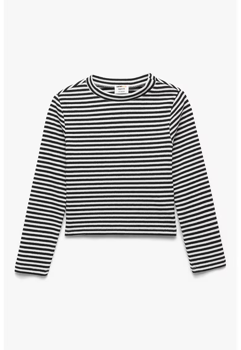 KOTON Bluza slim fit cu model in dungi - Negru/Alb optic