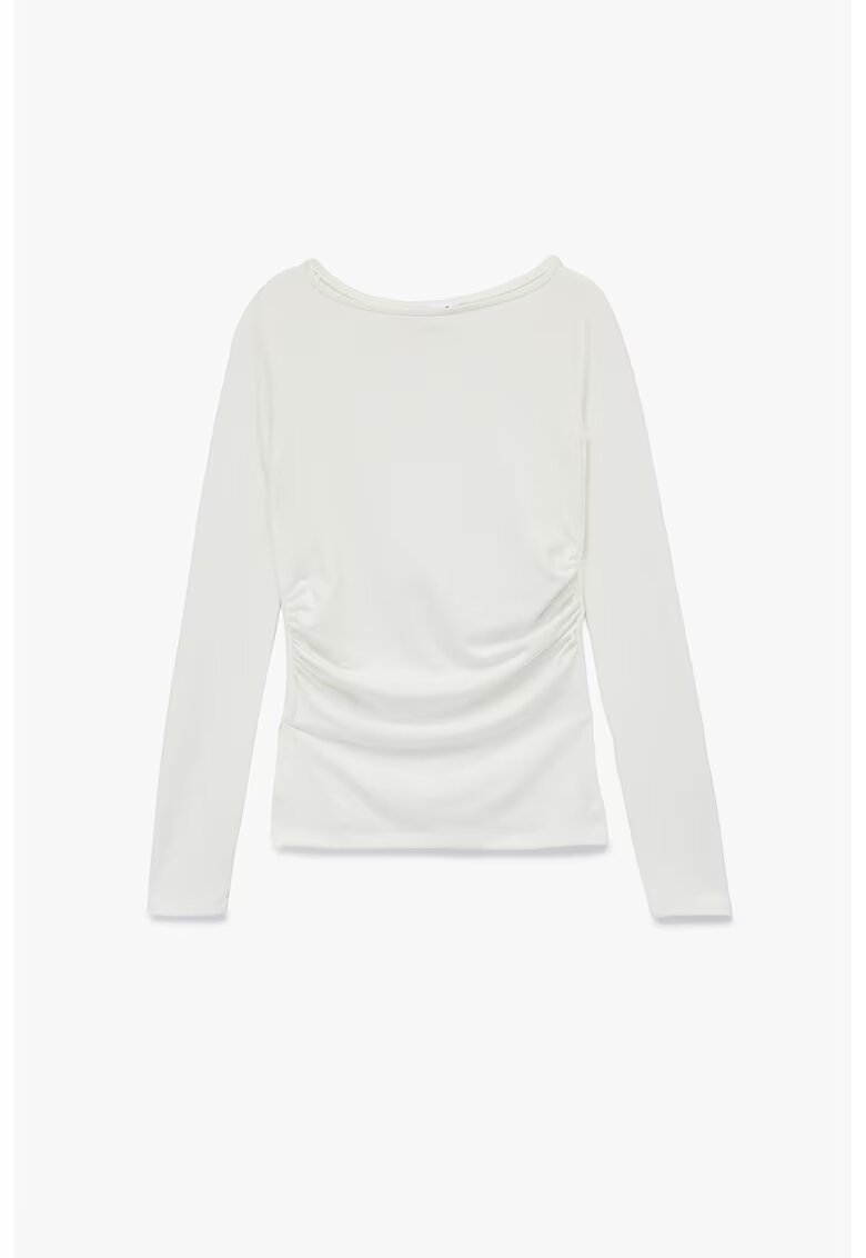 KOTON Bluza slim-fit drapata - Alb