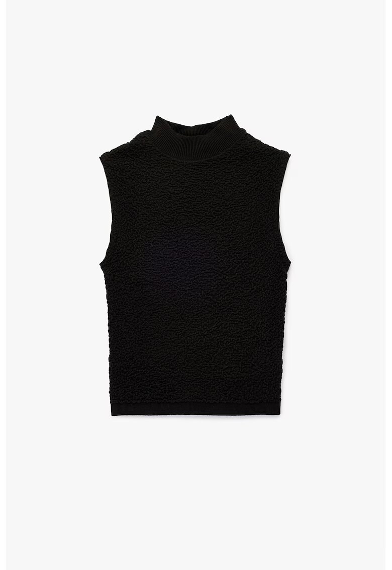 KOTON Bluza texturata cu guler inalt - Negru