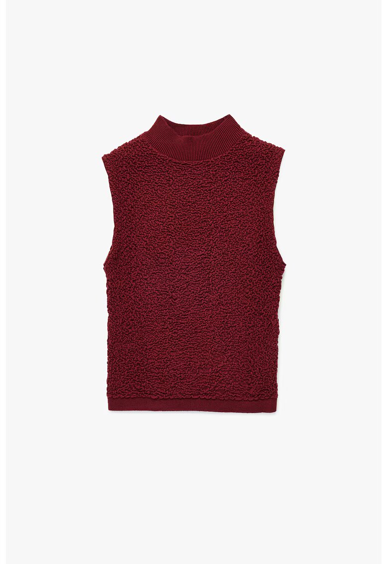 KOTON Bluza texturata cu guler inalt - Visiniu