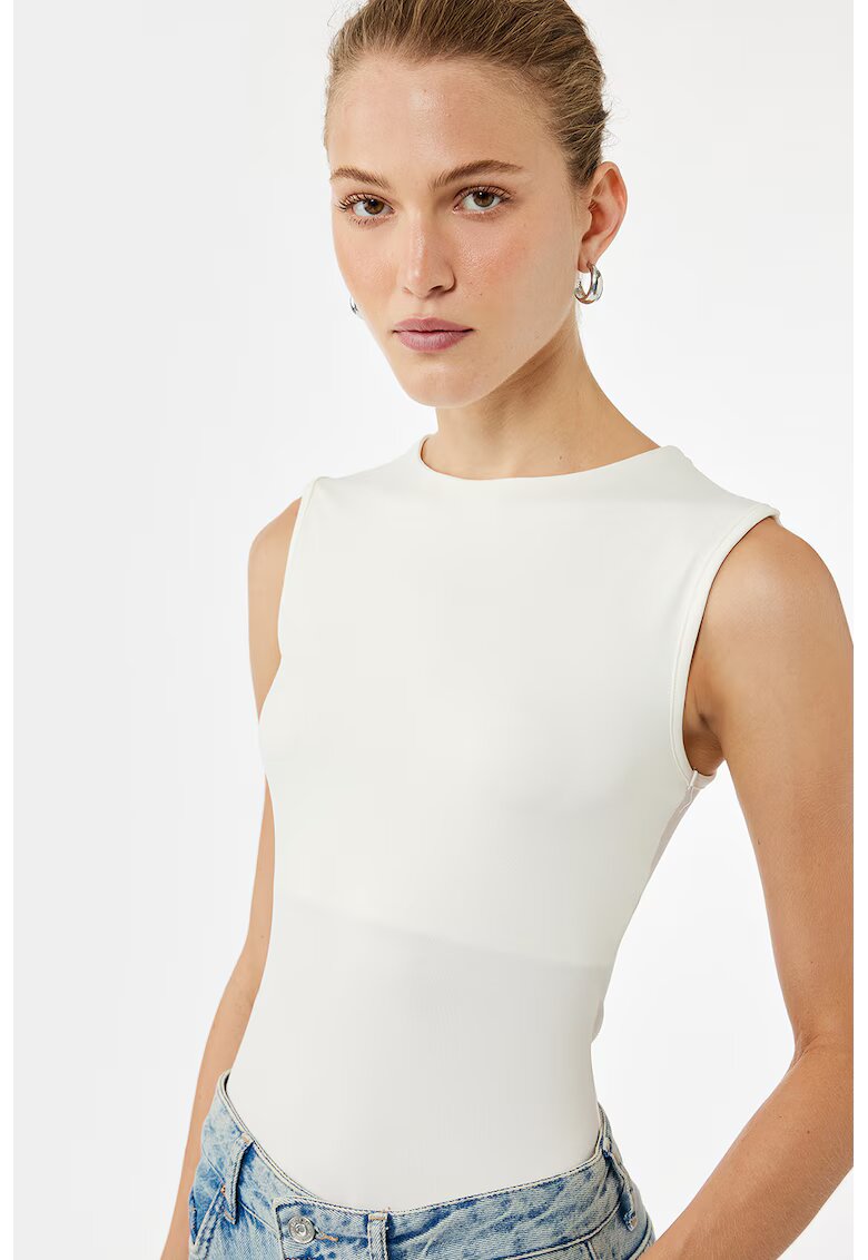 KOTON Body slim fit fara maneci - Alb