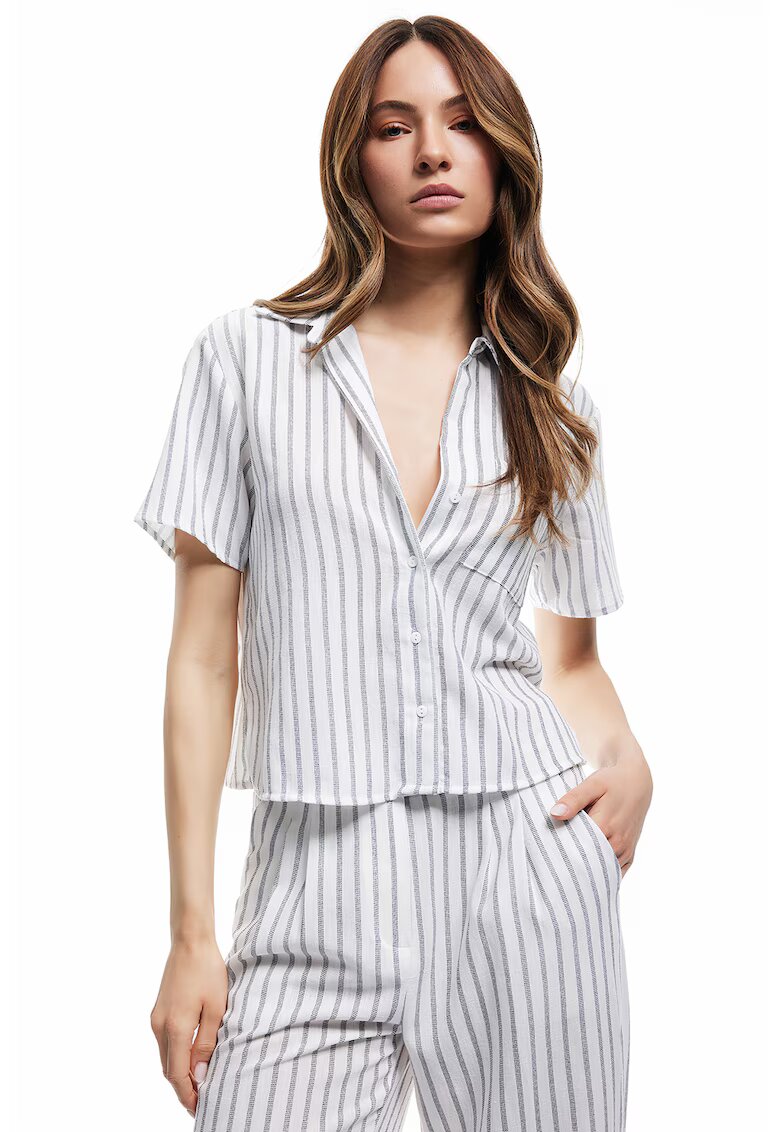KOTON Camasa crop cu dungi - Alb