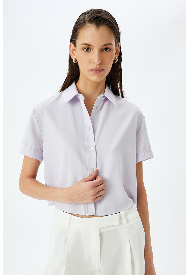 KOTON Camasa crop cu maneci scurte - Lila