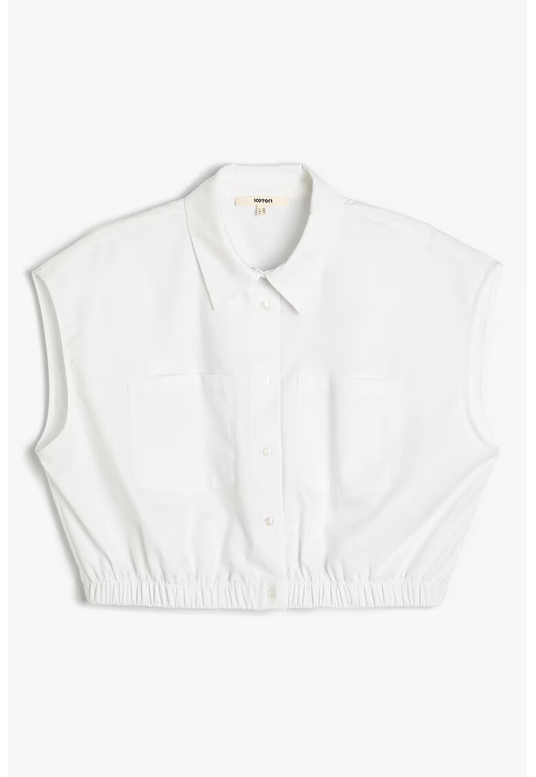 KOTON Camasa crop de bumbac fara maneci - Alb