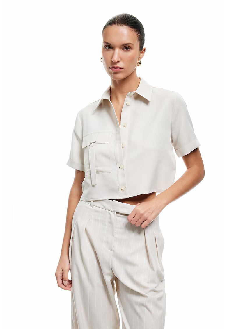 KOTON Camasa crop din amestec de modal - Bej deschis