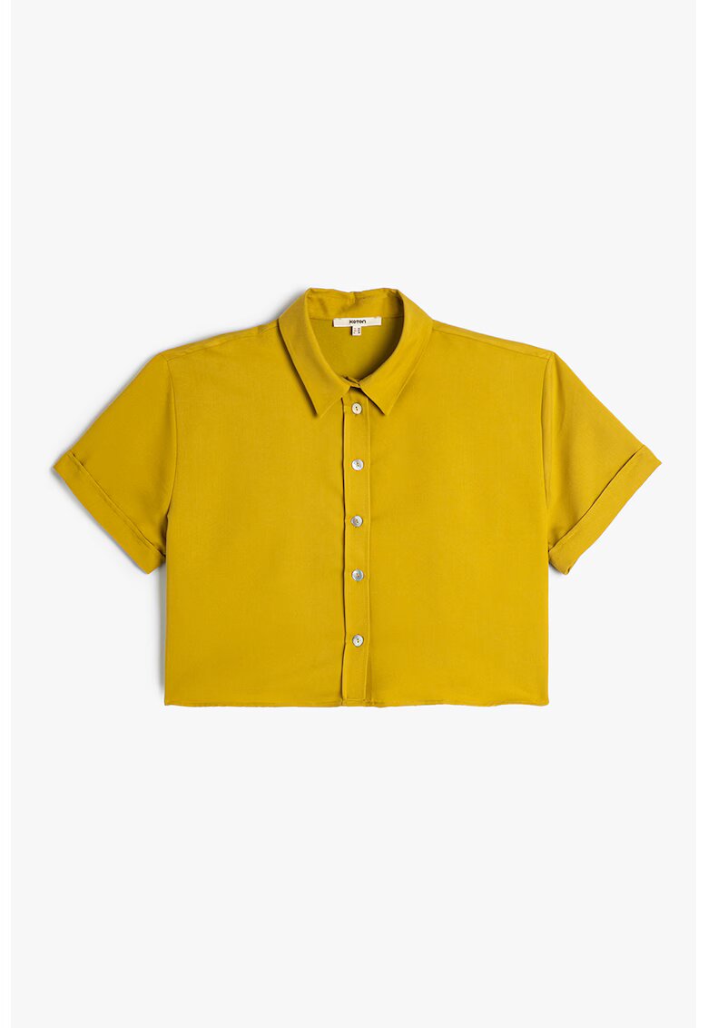 KOTON Camasa crop din amestec de modal - Galben mustar