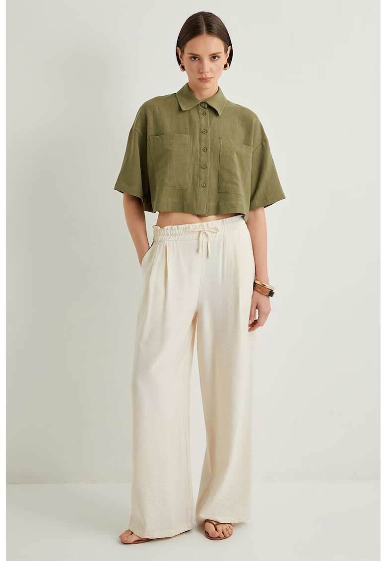 KOTON Camasa crop lejera - Kaki
