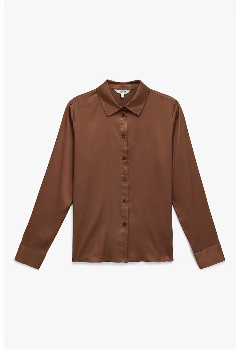 KOTON Camasa regular fit cu model uni - Maro scortisoara