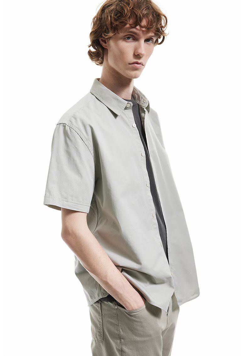KOTON Camasa regular fit de bumbac - Gri deschis