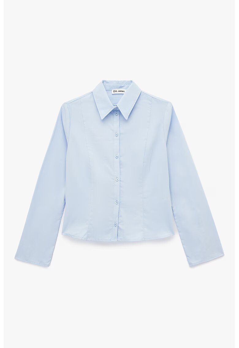 KOTON Camasa slim-fit cu guler ascutit - Albastru pastel