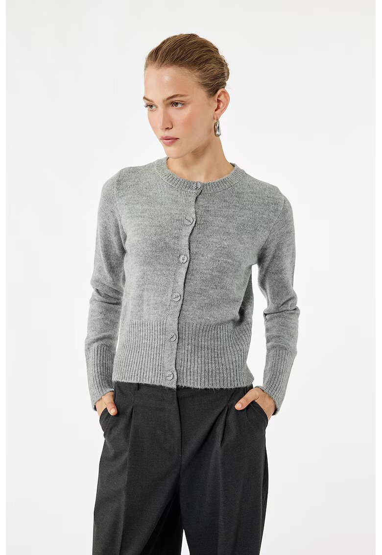 KOTON Cardigan cu decolteu la baza gatului - Gri deschis