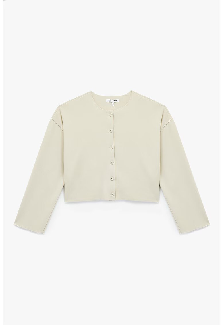 KOTON Cardigan cu decolteu la baza gatului si nasturi - Bej deschis