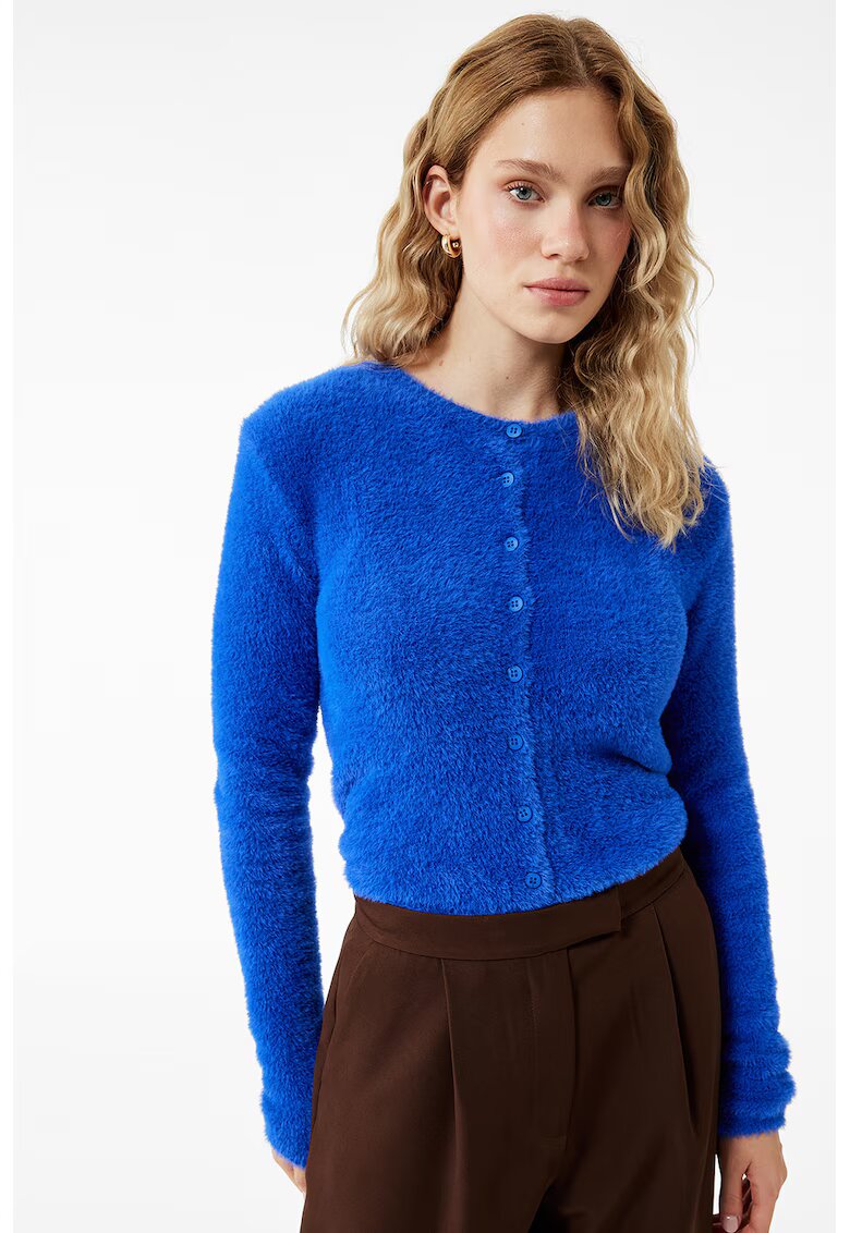 KOTON Cardigan pufos slim fit - Albastru royal