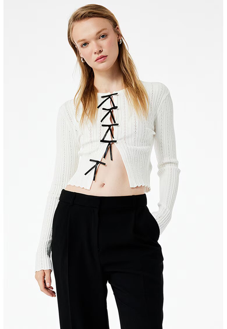 KOTON Cardigan slim-fit cu detalii funda - Alb