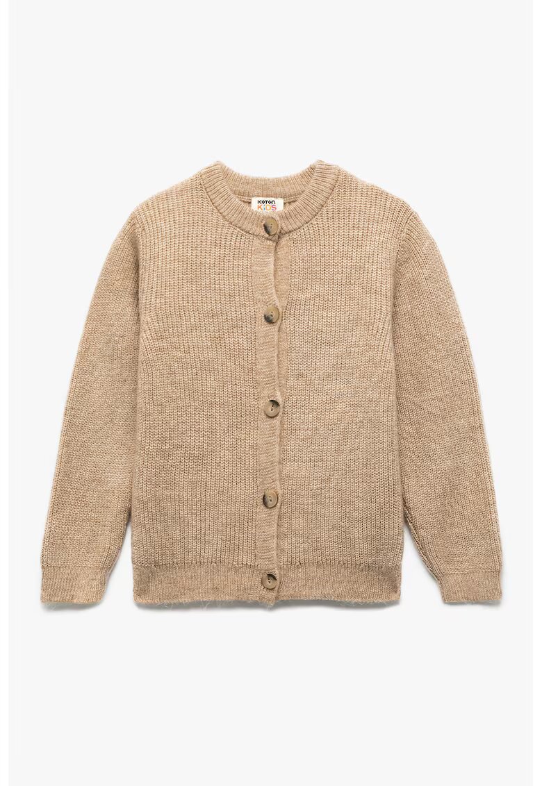 KOTON Cardigan tricotat cu nasturi - Maro deschis melange