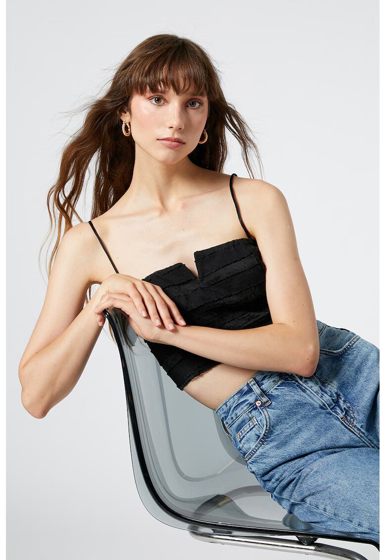KOTON Corset crop cu fermoar - Negru
