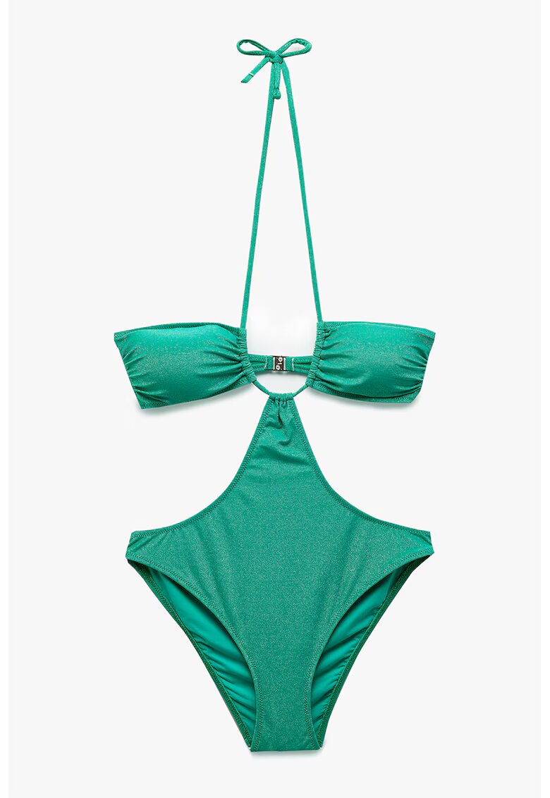 KOTON Costum de baie intreg cu decolteu halter - Verde aquamarin