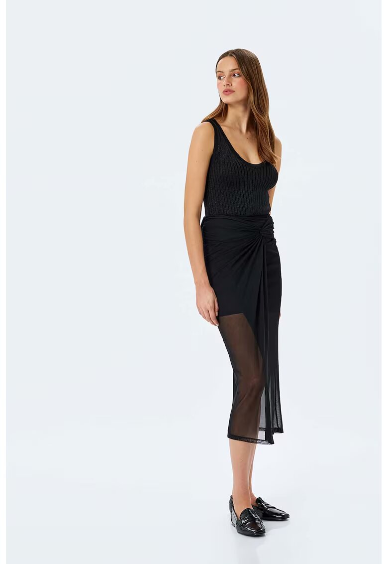 KOTON Fusta midi cu slit frontal - Negru