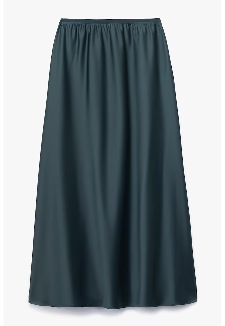 KOTON Fusta midi de satin - Albastru petrol