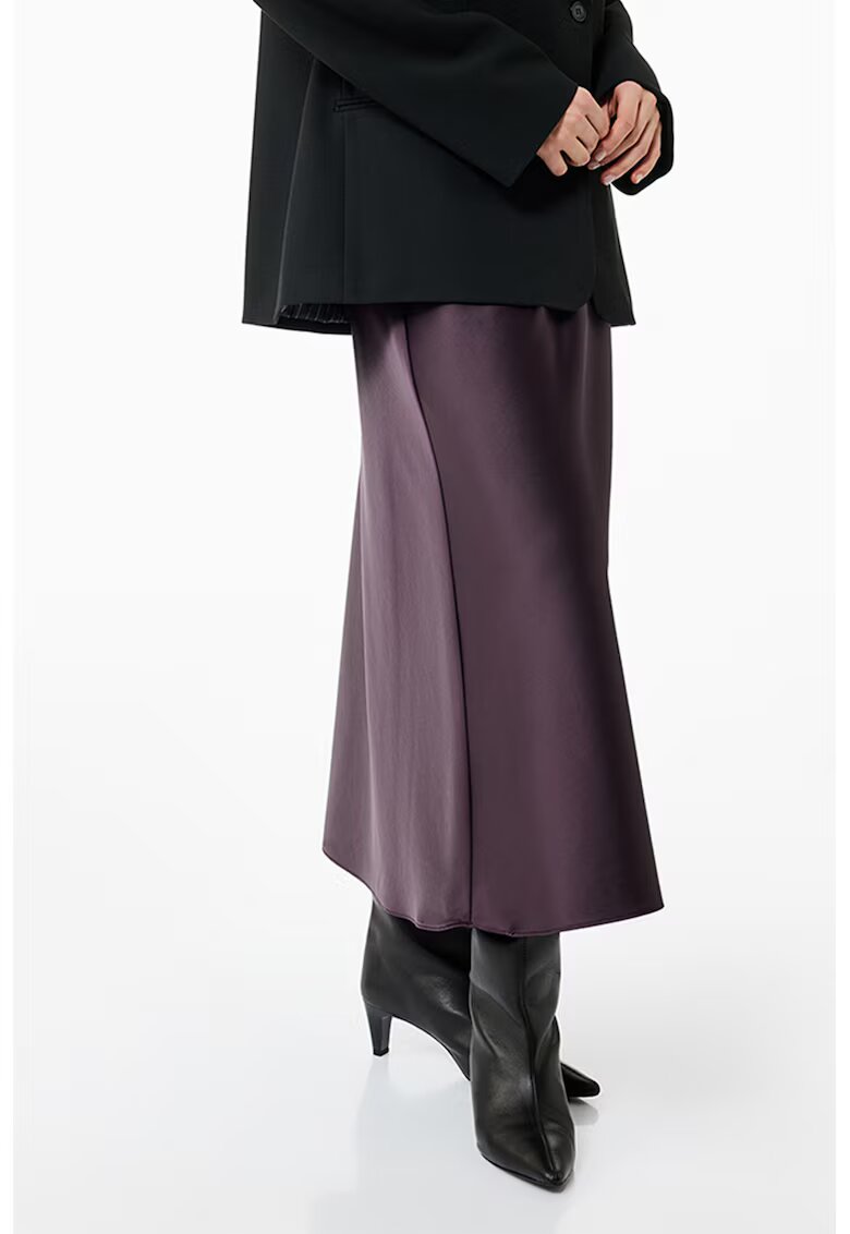KOTON Fusta midi de satin - Violet aubergine