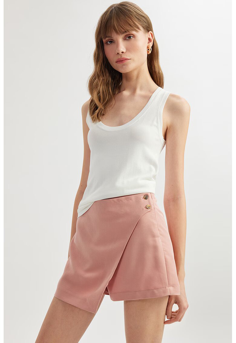 KOTON Fusta-pantalon din amestec de modal cu talie inalta - Roz