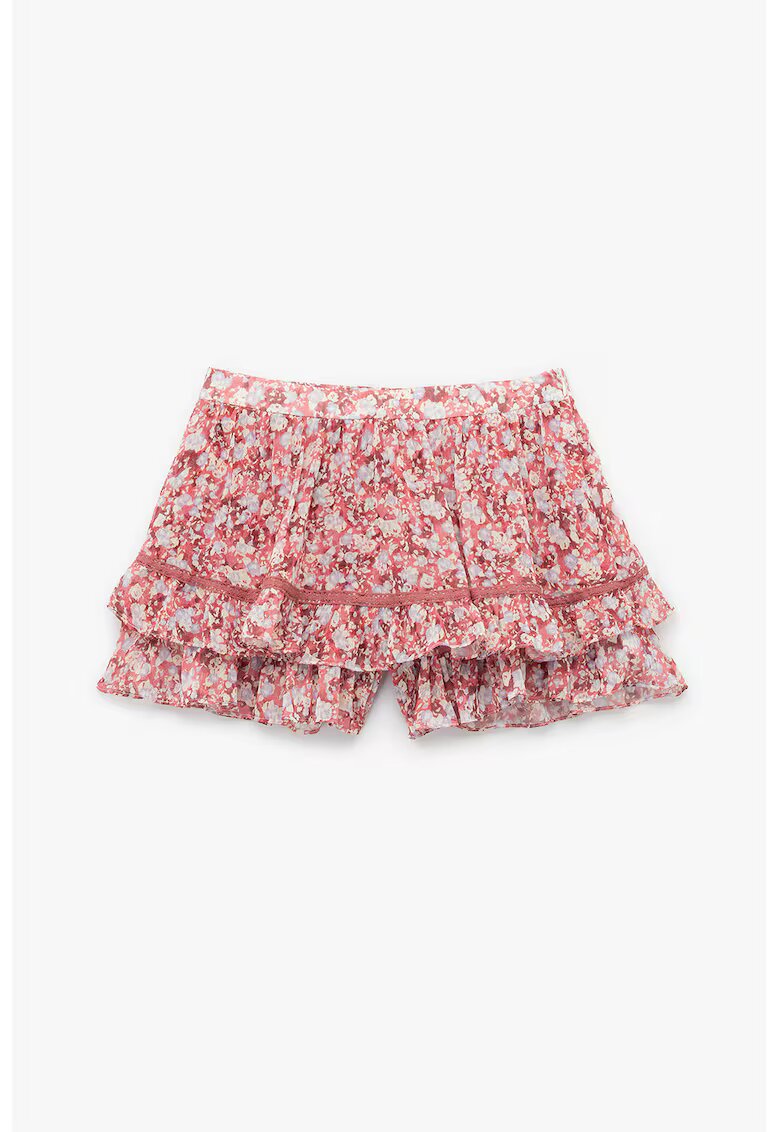 KOTON Fusta-pantalon scurta cu model floral - Alb/Roz prafuit