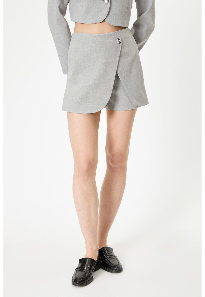 KOTON Fusta-pantalon uni cu talie inalta - Gri melange