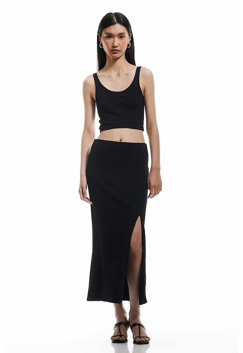 KOTON Fusta slim fit striat - Negru