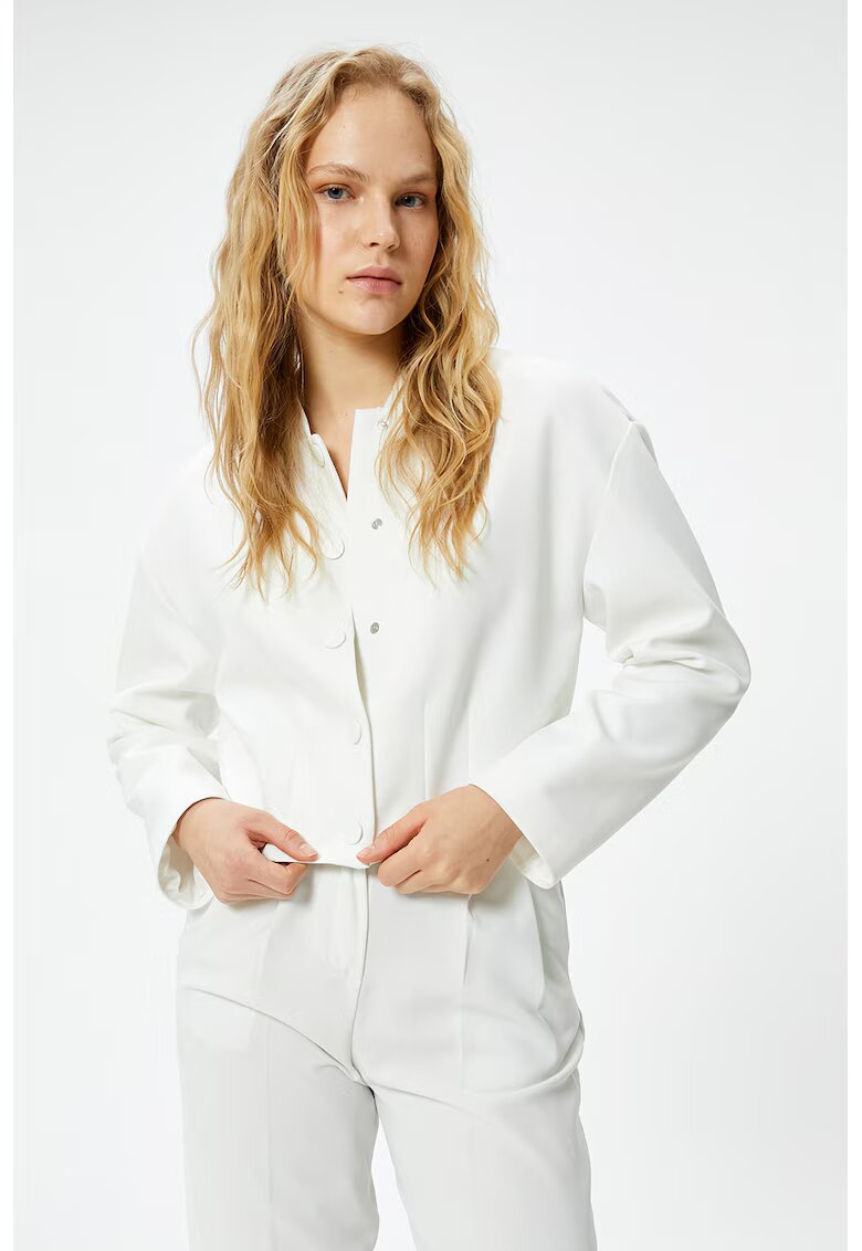 KOTON Jacheta crop uni - Alb murdar