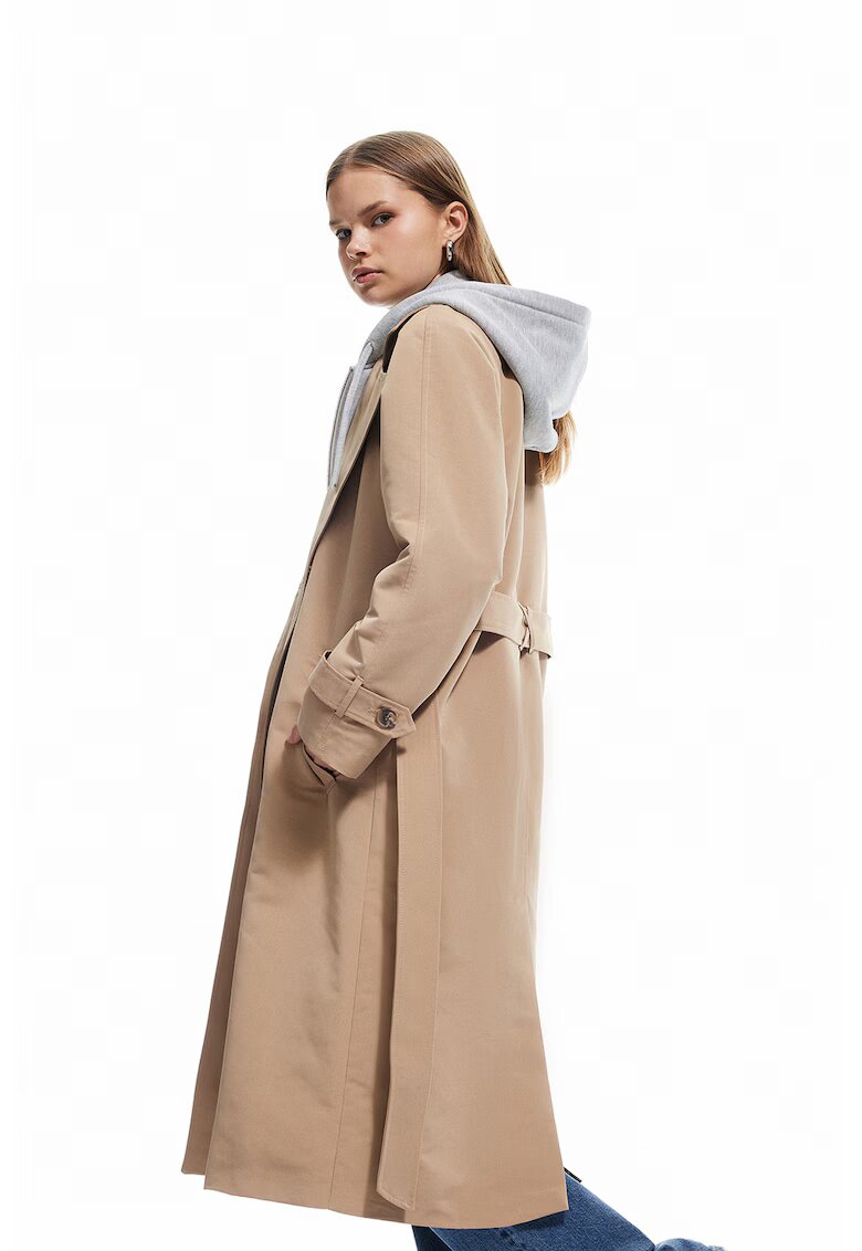 KOTON Palton uni cu buzunare laterale - Maro camel