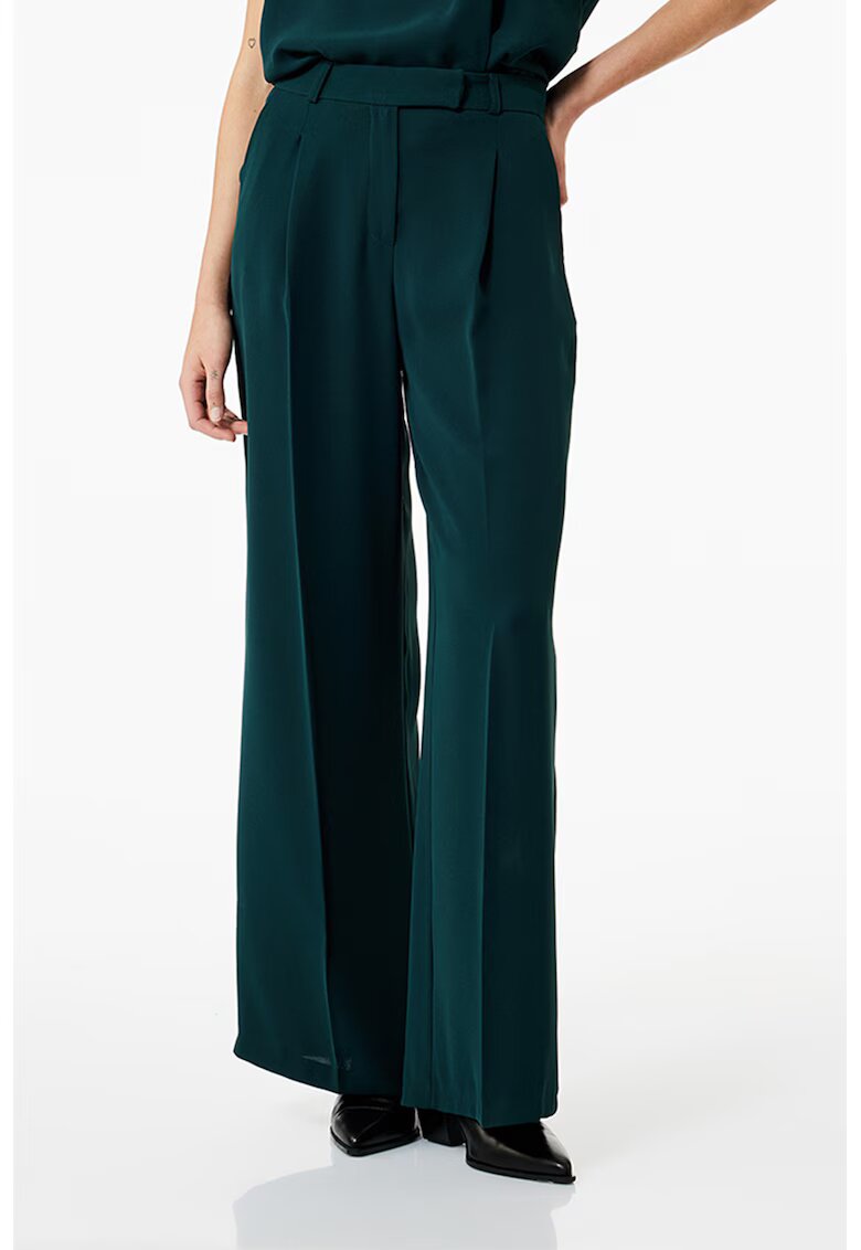 KOTON Pantaloni ampli cu pliuri si talie inalta - Verde englez