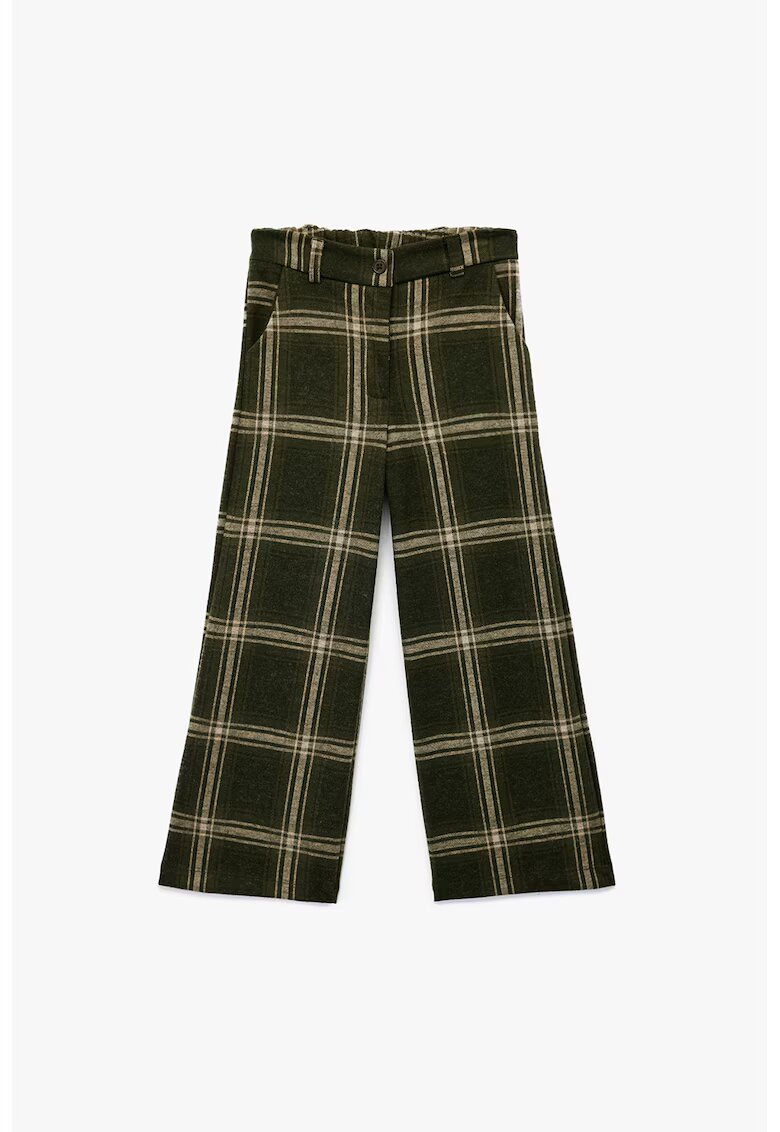 KOTON Pantaloni ampli in carouri - Verde/Bej